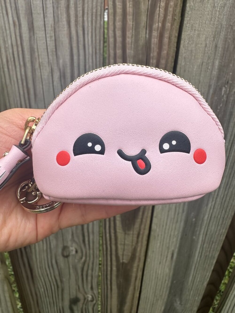 Anya Hindmarch Kawaii Yum Leather Coin Purse Pink Emoji Bag Charm Keychain